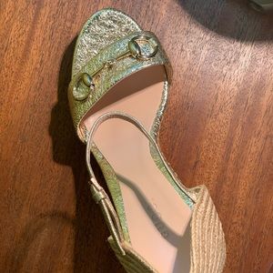 Gucci Gold Platform Espadrilles  wore them once